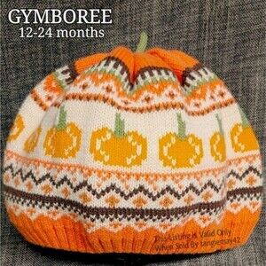 GYMBOREE Perfect Pumpkin Beanie Knit Cap Boy 12 to 24 Months Halloween Fall NWOT